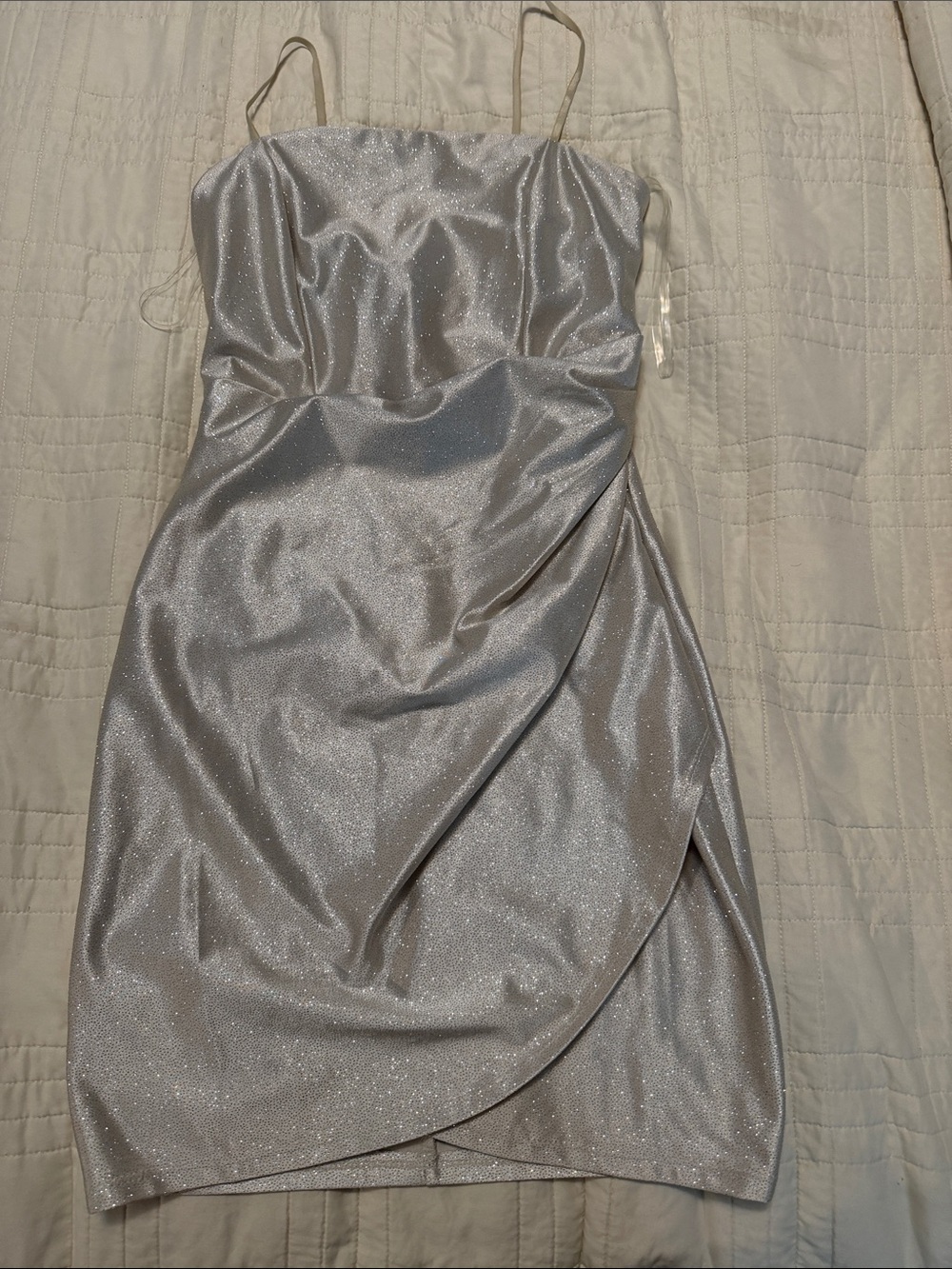 Emerald Sundae Silver Sparkle Draped Mini Dress